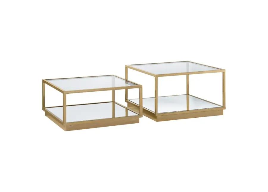 Renee 2-piece Square Occasional Set Rose Brass