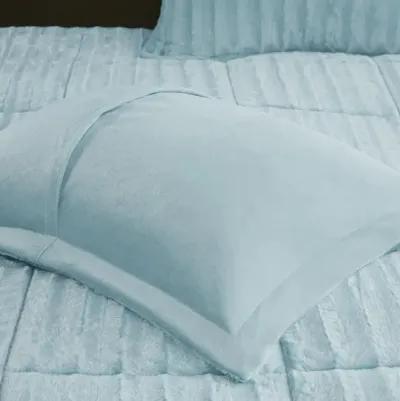 Madison Park Duke Aqua Faux Fur Comforter Mini Set