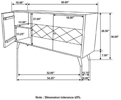 Alyssum Checkered Pattern 3-door Accent Cabinet Natural