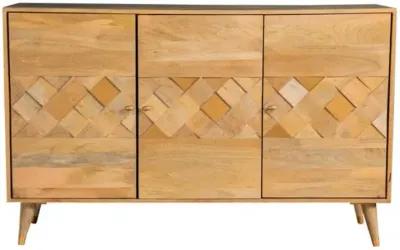 Alyssum Checkered Pattern 3-door Accent Cabinet Natural