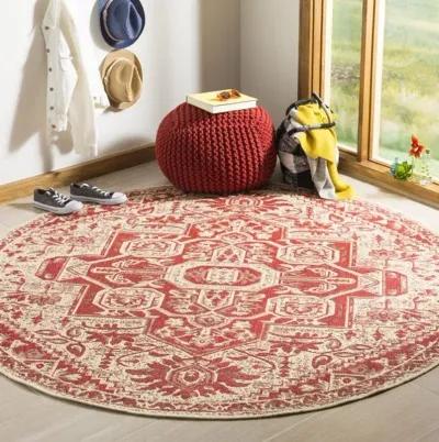 LINDEN 138 Collection LND138Q-6R Red / Creme 6'-7" X 6'-7" Round