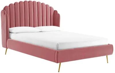 Lana Queen Performance Velvet Wingback Platform Bed