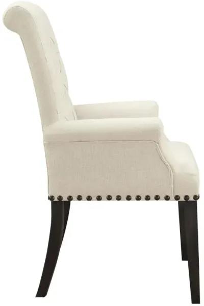 Alana Upholstered Arm Chair Beige and Smokey Black