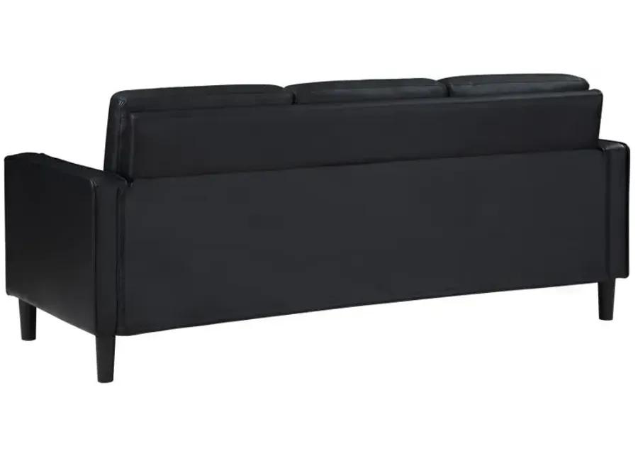 Ruth Upholstered Track Arm Faux Leather Sofa Black