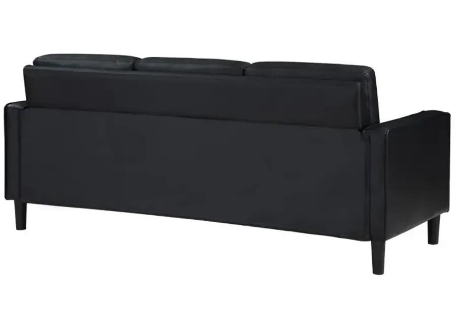 Ruth Upholstered Track Arm Faux Leather Sofa Black