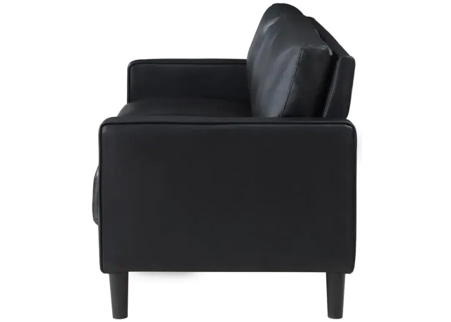 Ruth Upholstered Track Arm Faux Leather Sofa Black