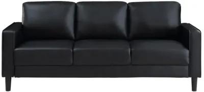 Ruth Upholstered Track Arm Faux Leather Sofa Black