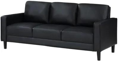 Ruth Upholstered Track Arm Faux Leather Sofa Black