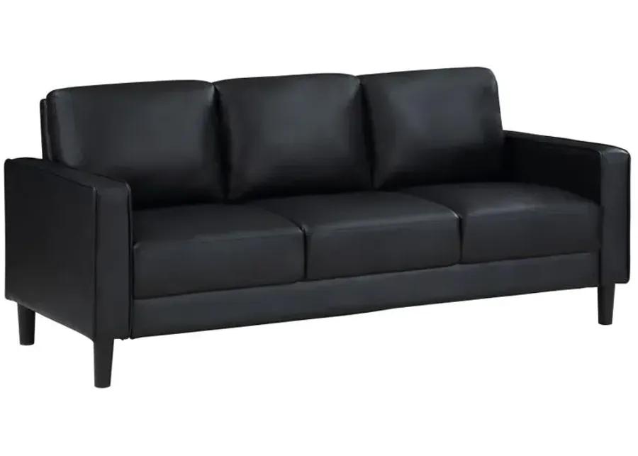 Ruth Upholstered Track Arm Faux Leather Sofa Black