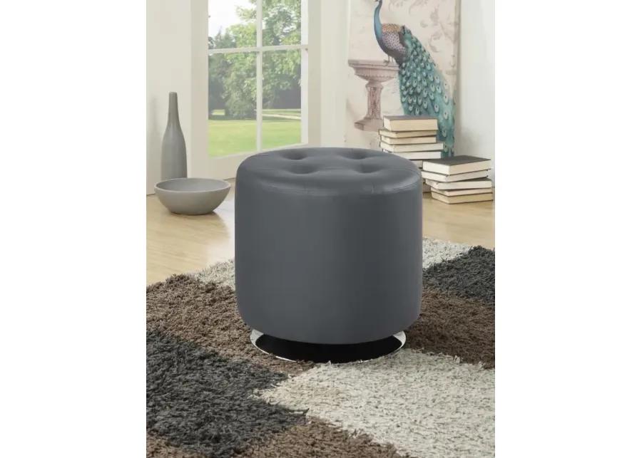 Bowman Round Upholstered Ottoman Grey