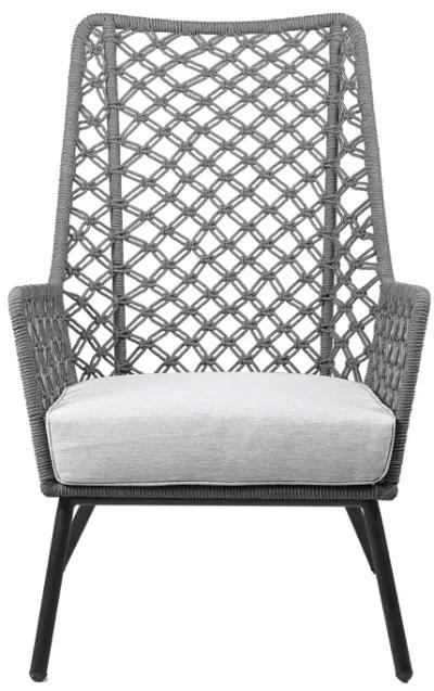 Marco Indoor Outdoor Steel Lounge Chair with Grey Rope and Grey Cushion