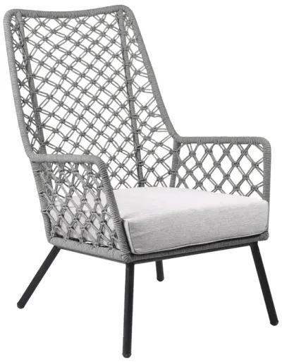 Marco Indoor Outdoor Steel Lounge Chair with Grey Rope and Grey Cushion