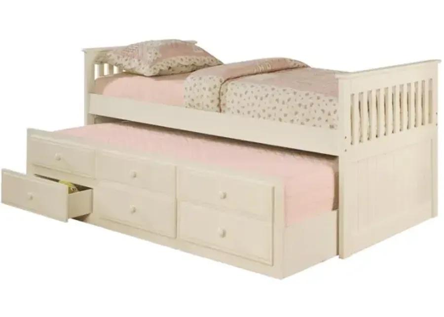 Rochford Twin Captain's Bed with Storage Trundle White