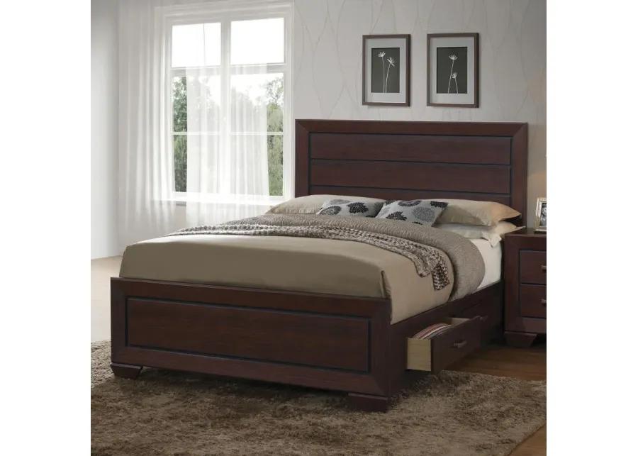 Kauffman Eastern King Storage Bed Dark Cocoa