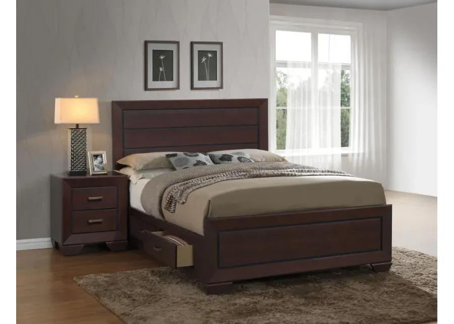 Kauffman Eastern King Storage Bed Dark Cocoa