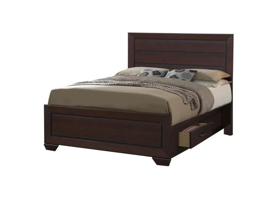 Kauffman Eastern King Storage Bed Dark Cocoa