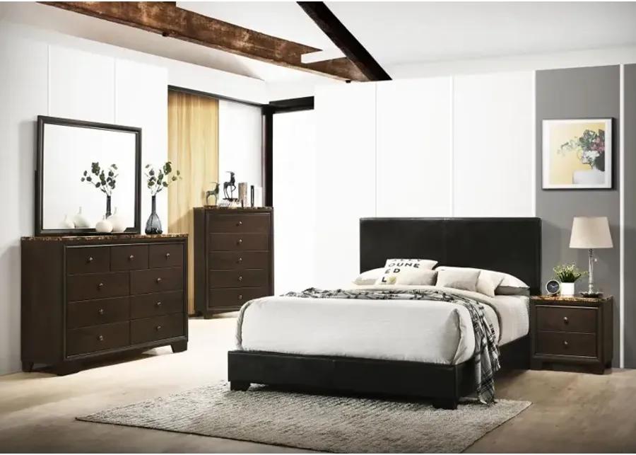 Conner California King Upholstered Panel Bed Black