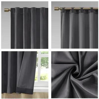 510 Design Colt Charcoal Room Darkening Poly Velvet Rod Pocket/Back Tab Curtain Panel Pair