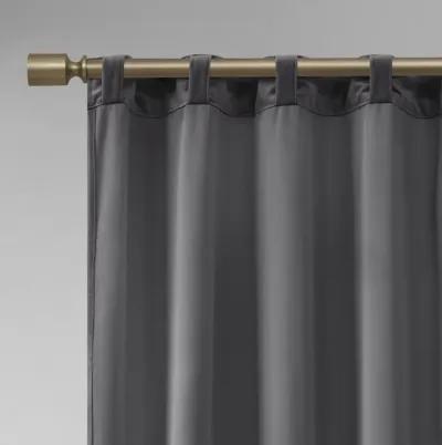 510 Design Colt Charcoal Room Darkening Poly Velvet Rod Pocket/Back Tab Curtain Panel Pair