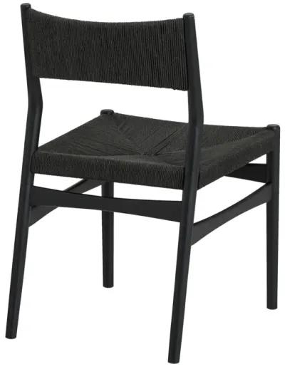 Erie Black Woven Paper Cord and Wood Dining Chairs - Set of 2