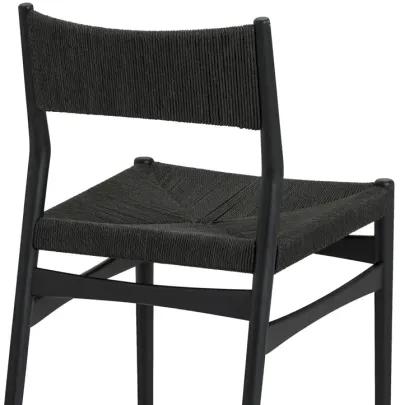 Erie Black Woven Paper Cord and Wood Dining Chairs - Set of 2