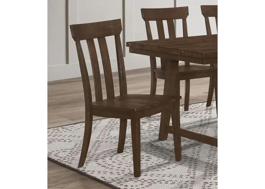 Reynolds Slat Back Dining Side Chair Brown Oak (Set of 2)