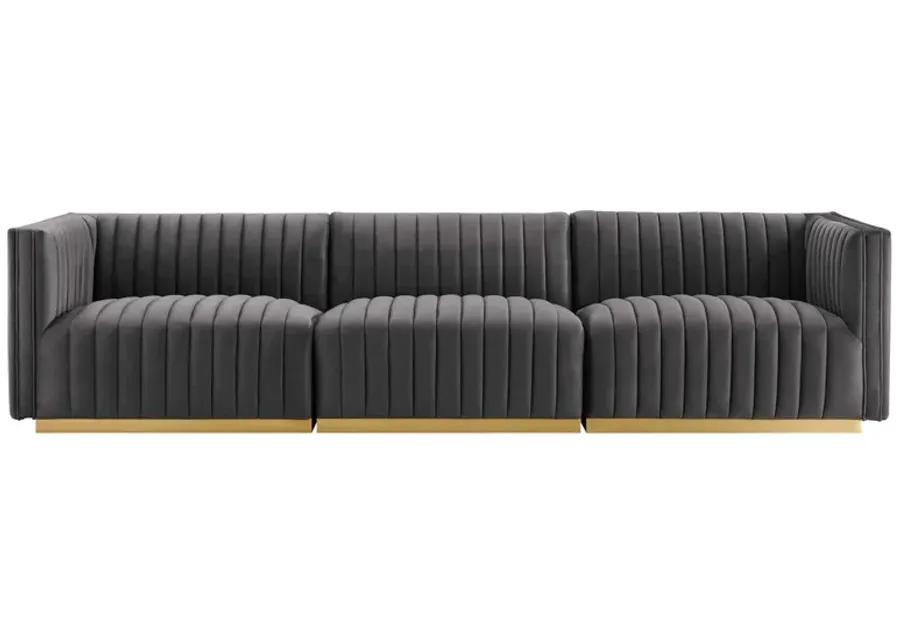 Conjure Channel Tufted Performance Velvet Sofa