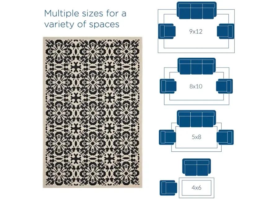 Ariana Vintage Floral Trellis 4x6 Indoor and Outdoor Area Rug