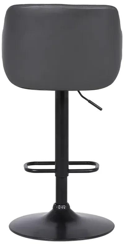 Toby Grey Faux Leather Adjustable Height Swivel Black Wood and Metal Bar Stool