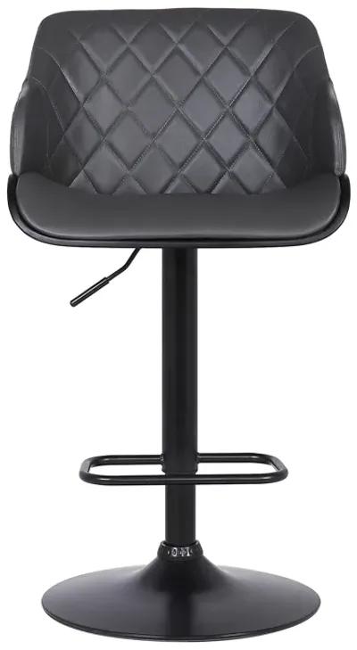 Toby Grey Faux Leather Adjustable Height Swivel Black Wood and Metal Bar Stool