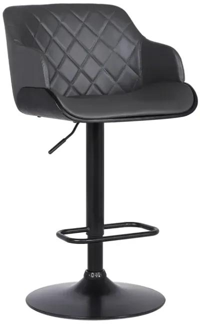 Toby Grey Faux Leather Adjustable Height Swivel Black Wood and Metal Bar Stool