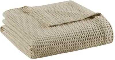 Beautyrest Cotton Waffle Weave Khaki Cotton Blanket