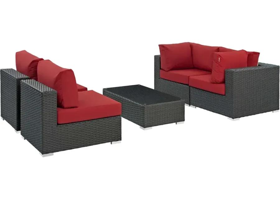 Sojourn 5 Piece Outdoor Patio Sunbrella® Sectional Set