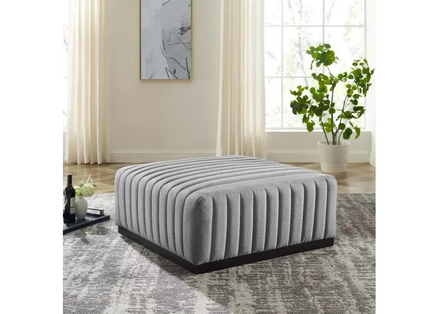 Conjure Channel Tufted Upholstered Fabric Ottoman