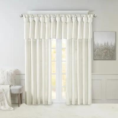 Madison Park Emilia White Lightweight Faux Silk Valance With Beads