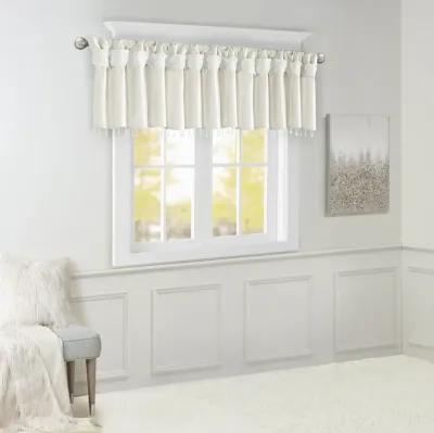 Madison Park Emilia White Lightweight Faux Silk Valance With Beads