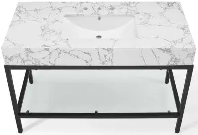 Kingsley 50" Black Stainless Steel Bathroom Vanity