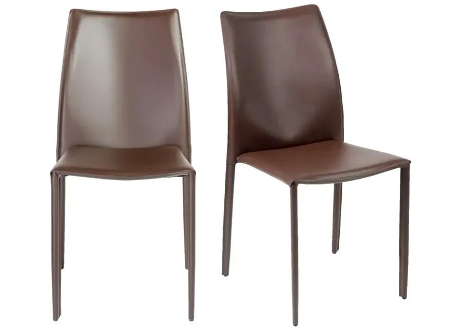 Dalia Stacking Side Chair in Brown - Set of 2