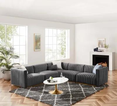 Conjure Channel Tufted Performance Velvet 5-Piece Sectional