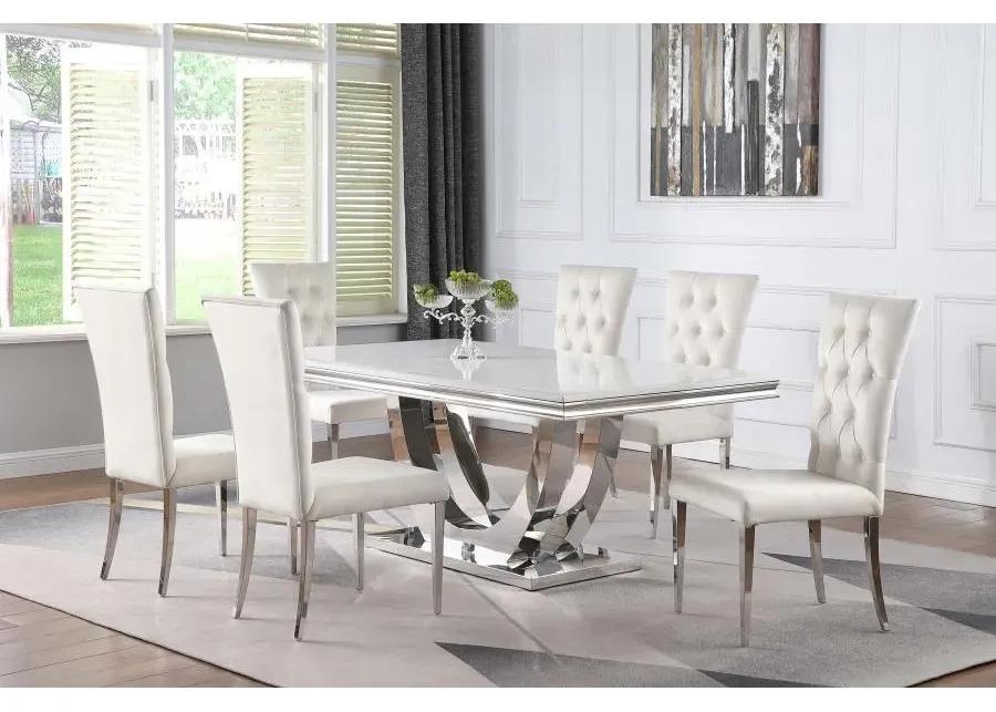 Kerwin Rectangle Faux Marble Top Dining Table White and Chrome