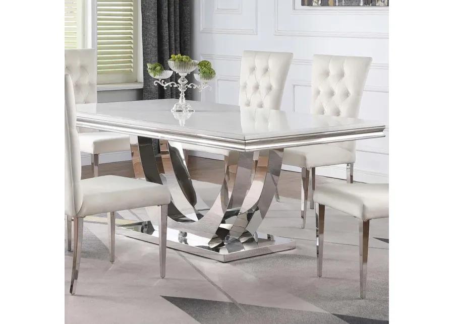 Kerwin Rectangle Faux Marble Top Dining Table White and Chrome