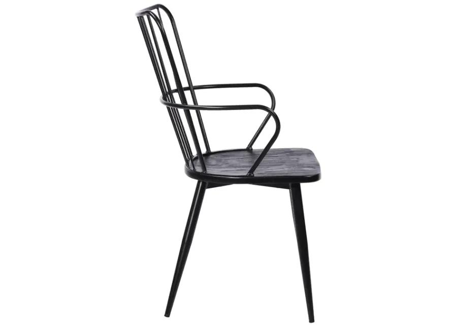 Parisa High Back Steel Framed Side Chair in Black Powder Coated Finish and Black Brushed Wood