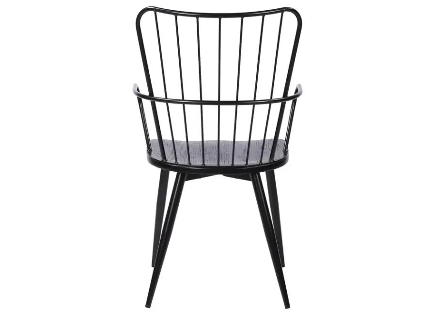 Parisa High Back Steel Framed Side Chair in Black Powder Coated Finish and Black Brushed Wood