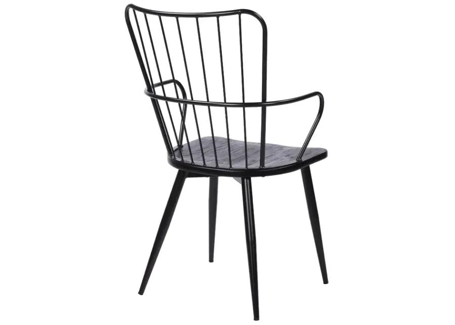 Parisa High Back Steel Framed Side Chair in Black Powder Coated Finish and Black Brushed Wood