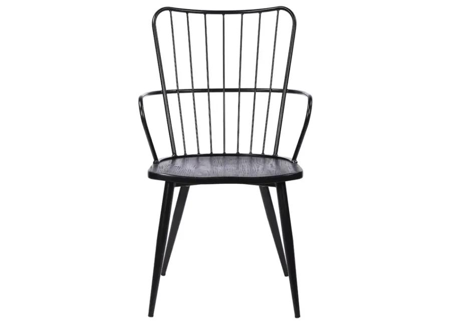 Parisa High Back Steel Framed Side Chair in Black Powder Coated Finish and Black Brushed Wood