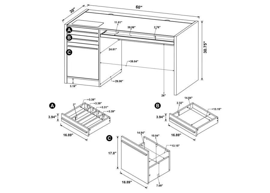 Halston 3-drawer Connect-it Office Desk Cappuccino