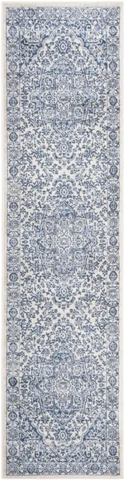 Brentwood 832 Navy / Light Grey 2' X 10' Runner Powerloomed Rug