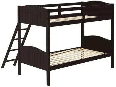 Arlo Twin Over Twin Bunk Bed with Ladder Espresso