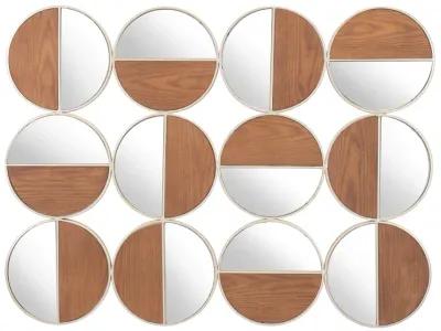 Cycle Round Mirror Gold & Walnut