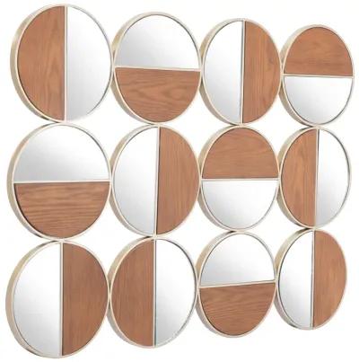 Cycle Round Mirror Gold & Walnut